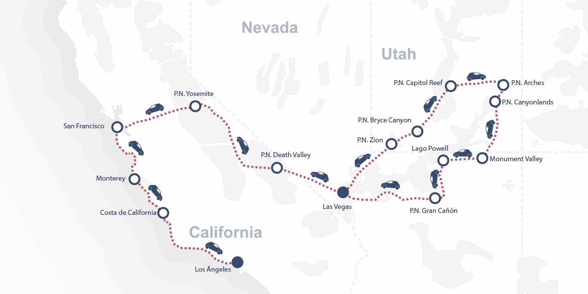 Parques Nacionales del Oeste y Costa de California con Parques de Utah