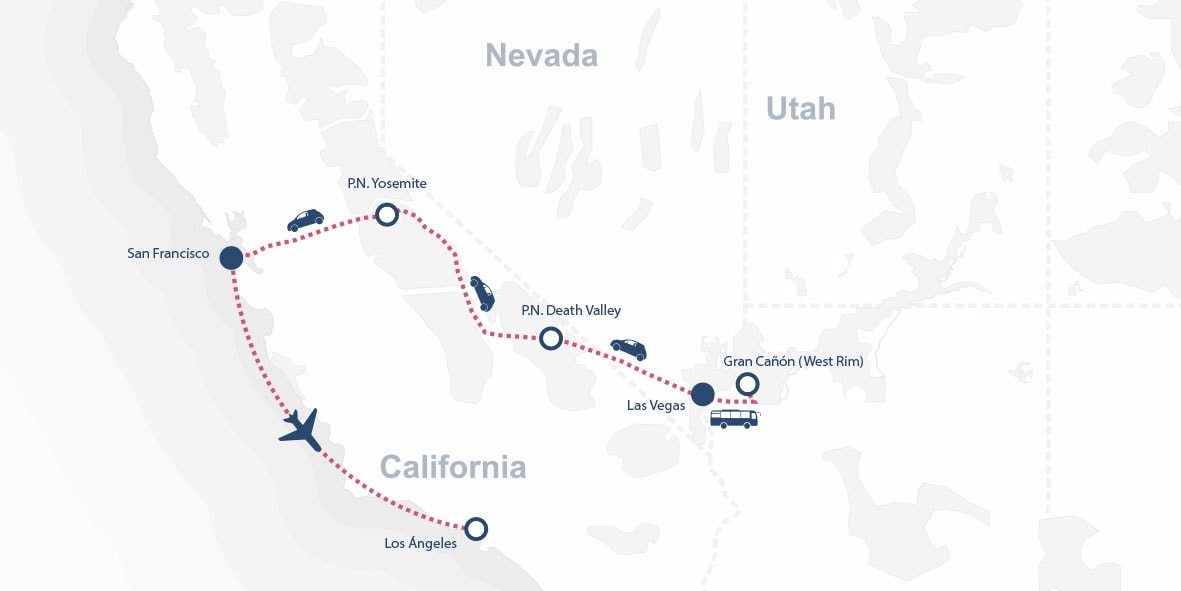 Ciudades del oeste y PN Yosemite